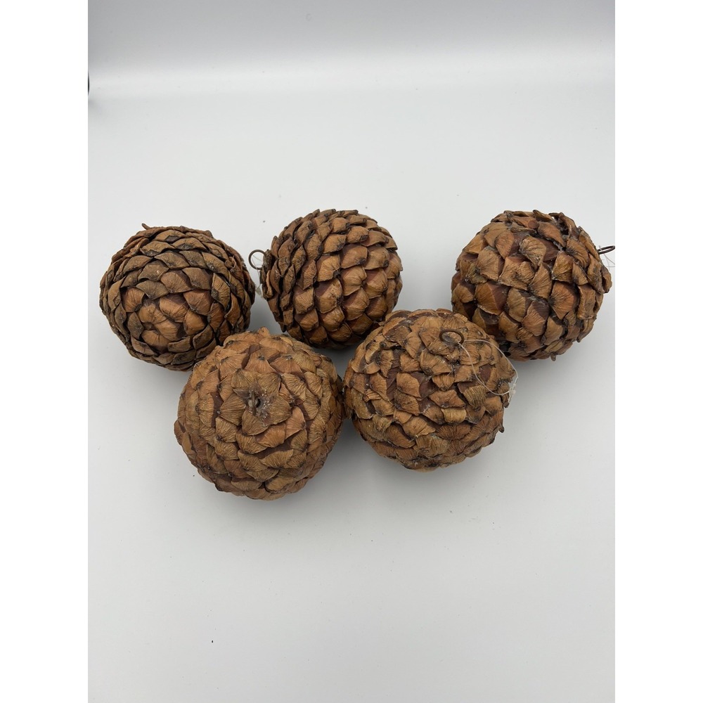 5 Decorative Pinecone Balls/ Spheres Organic Luxe Sculptural Biophilic